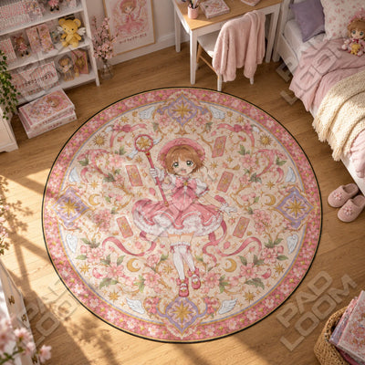 Sakura Wand Round Rug - Cardcaptor Sakura Chair Mat