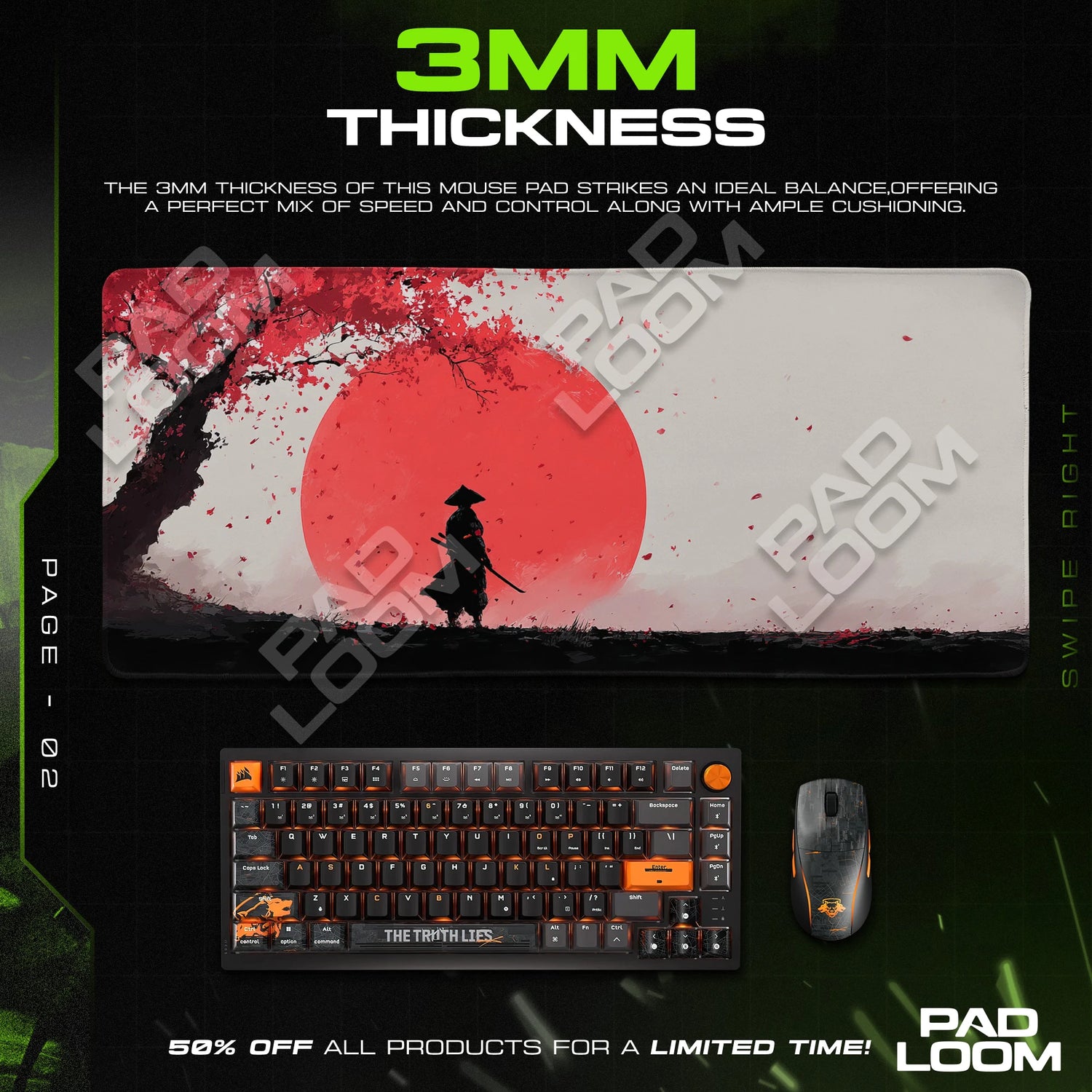 Samurai Blood Sun Mouse Pad - Anime Desk Mat