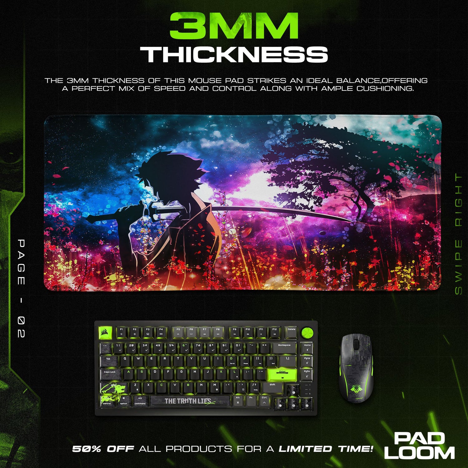 Samurai Champloo Mouse Pad, Sunset Silhouette Gaming Desk Mat Padloom