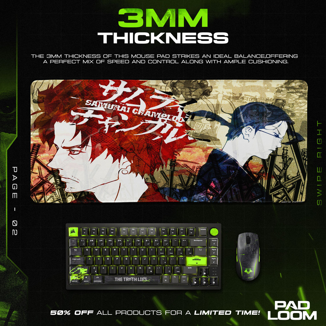 Samurai Champloo Mugen Jin Art Mouse Pad, Anime Gaming Desk Mat