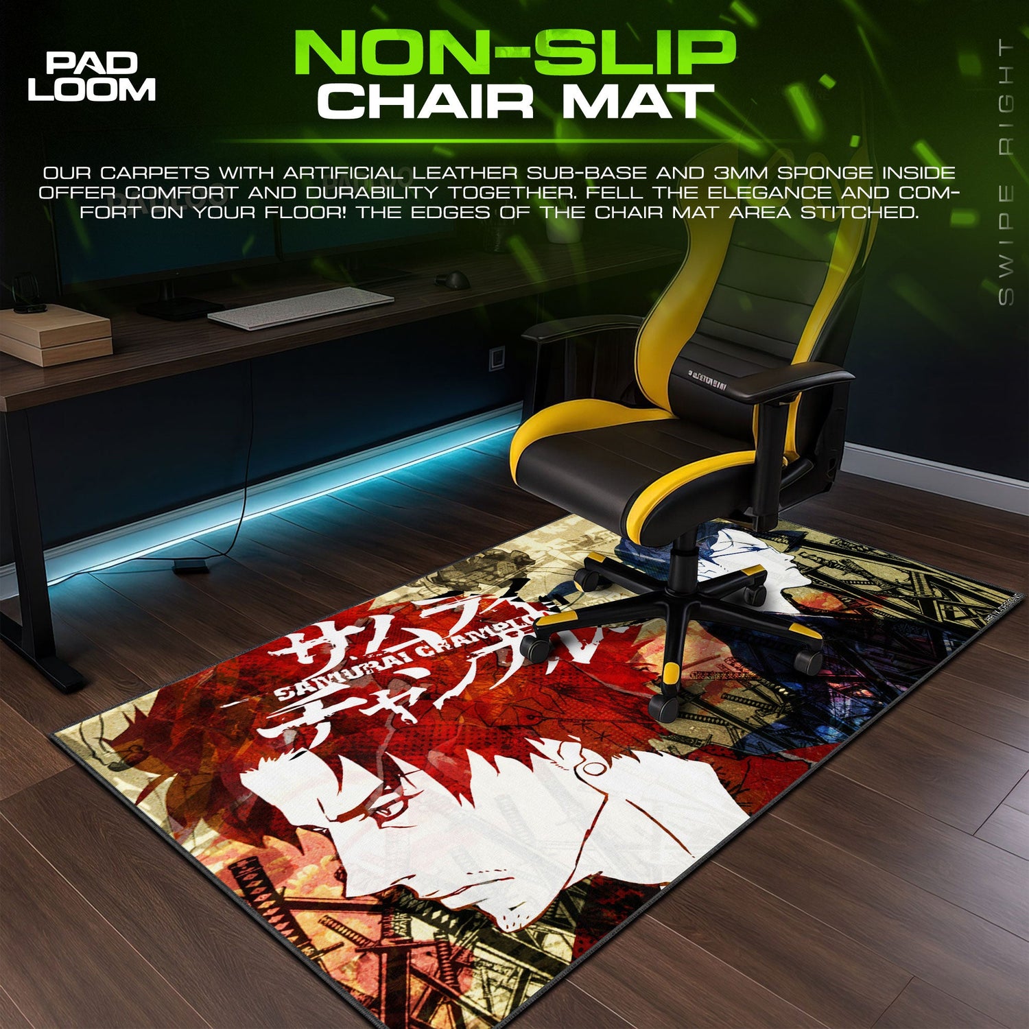 Samurai Champloo Mugen Jin Art Mouse Pad, Anime Gaming Desk Mat Padloom