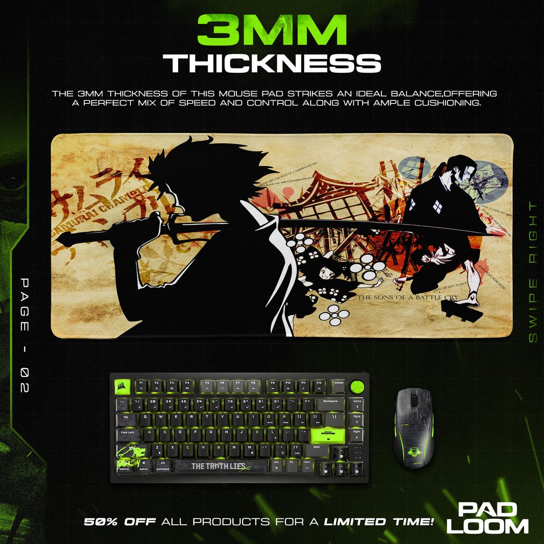 Samurai Champloo Mugen Jin Temple Mouse Pad, Anime Gaming Desk Mat