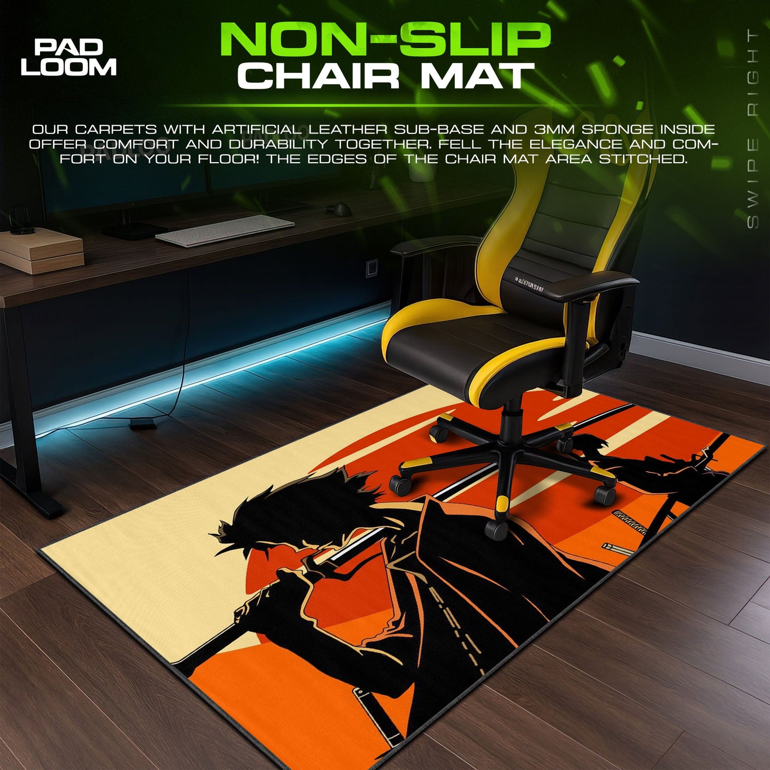 Samurai Champloo Rival Shadows Mouse Pad, Anime Gaming Desk Mat Padloom