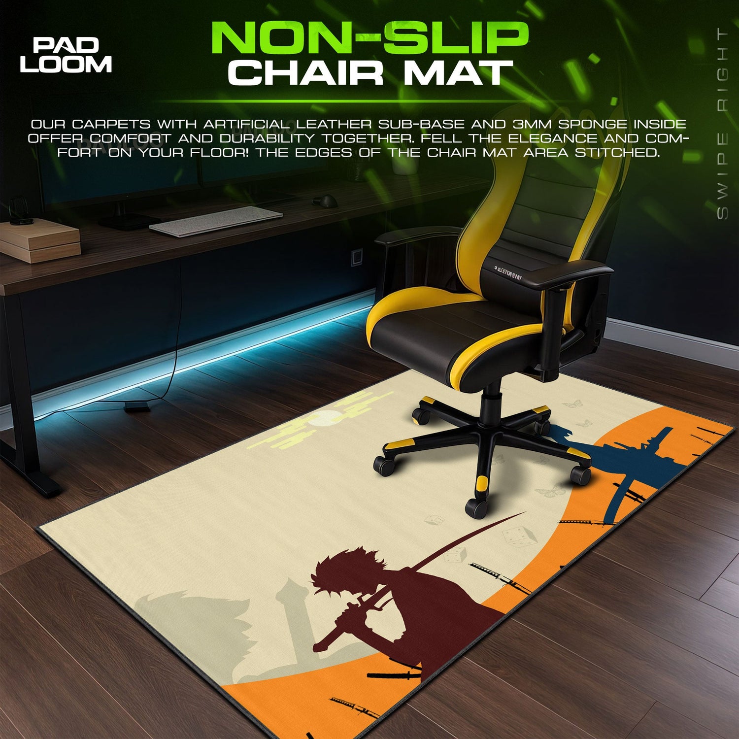 Samurai Champloo Sunset Duel Mouse Pad, Anime Gaming Desk Mat Padloom