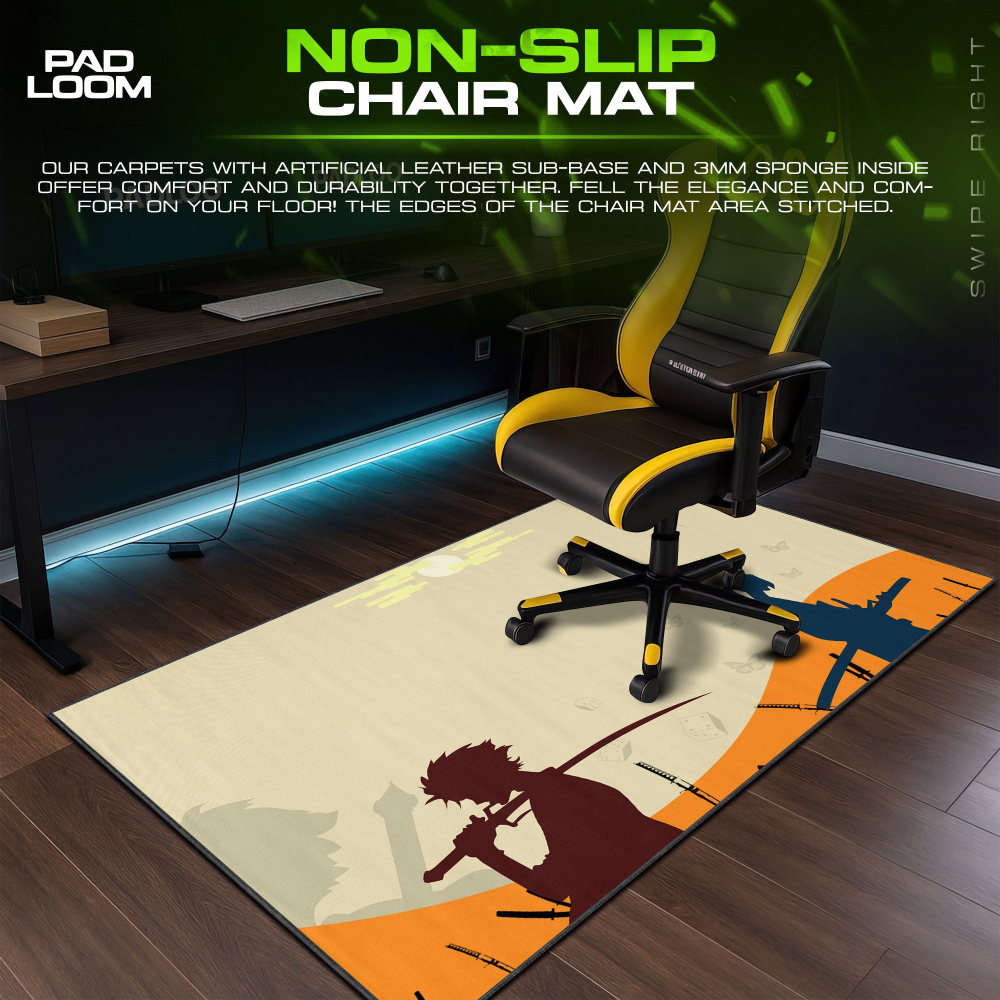 Samurai Champloo Sunset Duel Mouse Pad, Anime Gaming Desk Mat
