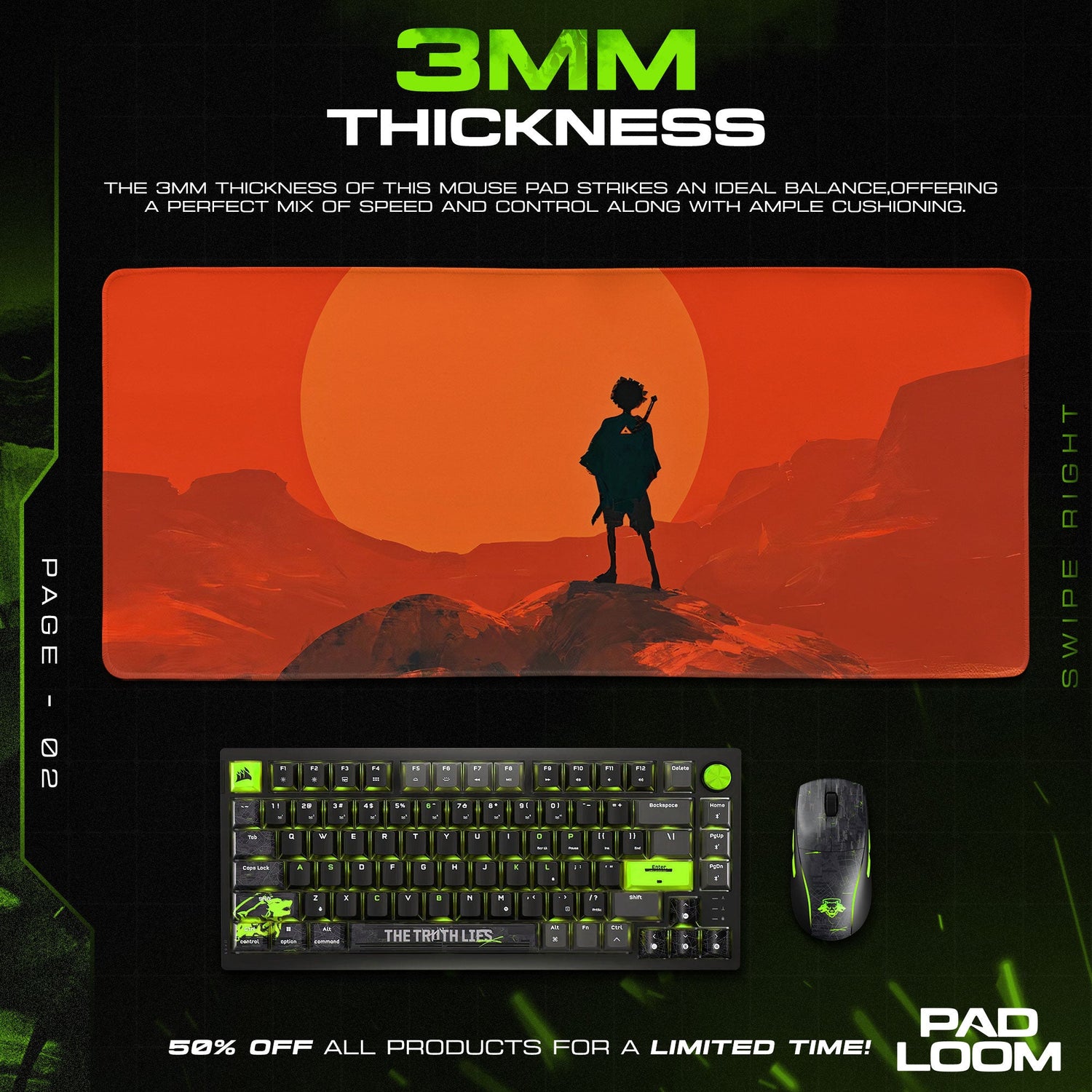 Samurai Champloo Sunset Samurai Mouse Pad, Anime Gaming Desk Mat Padloom