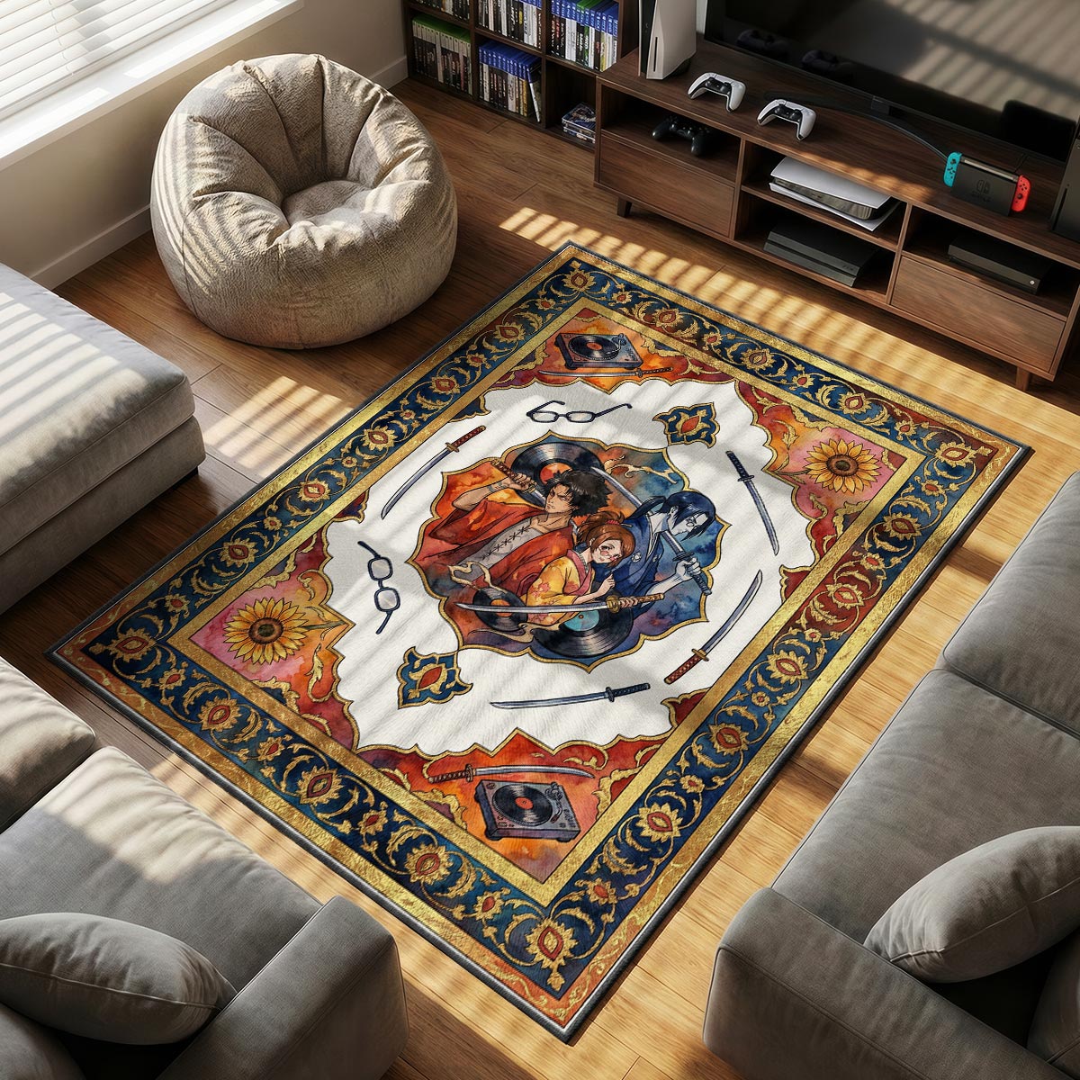 Samurai Champloo themed area rug for home decor fans