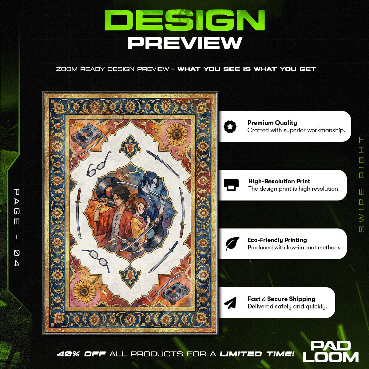 Chair character design printed on rug
