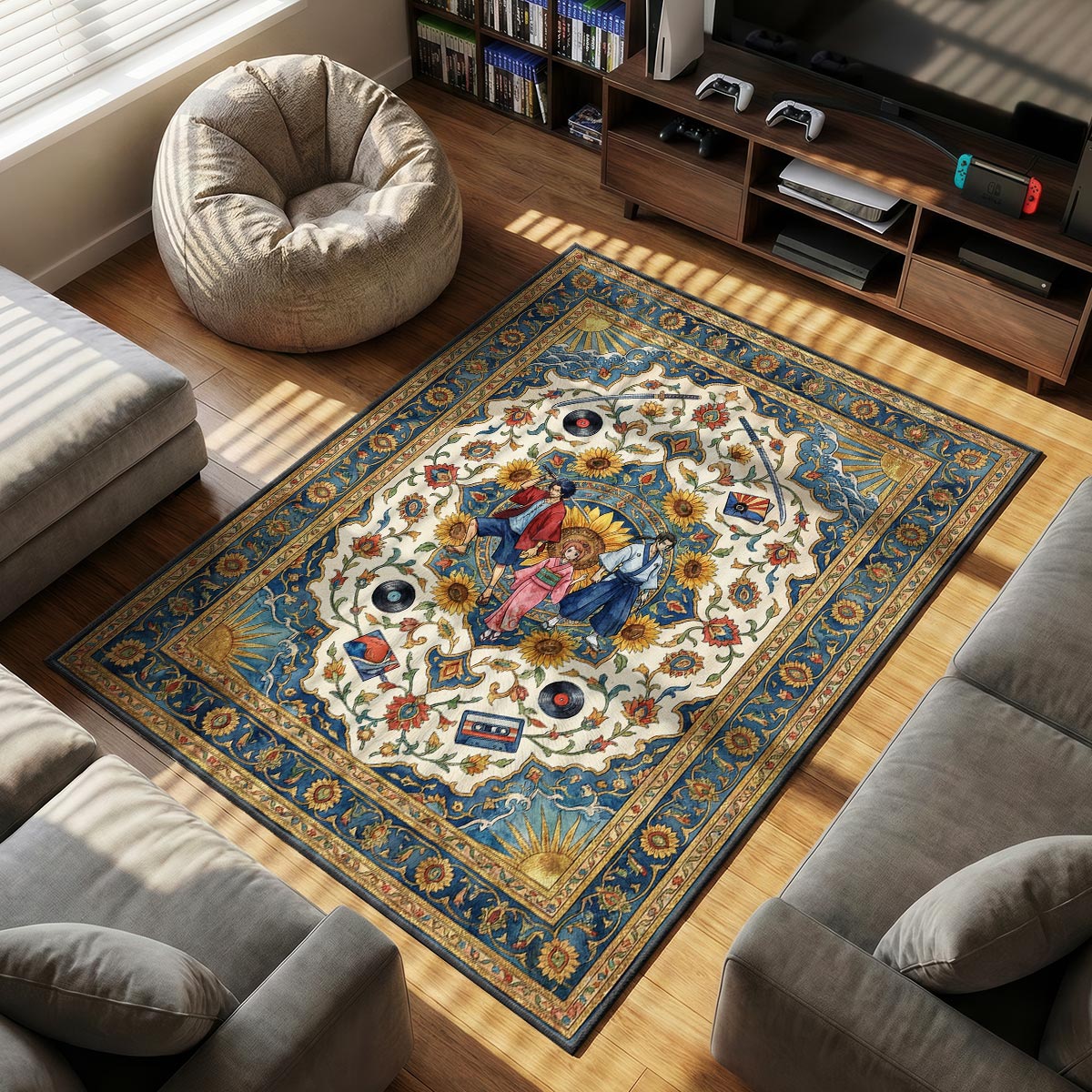 Samurai Champloo themed area rug for home decor fans