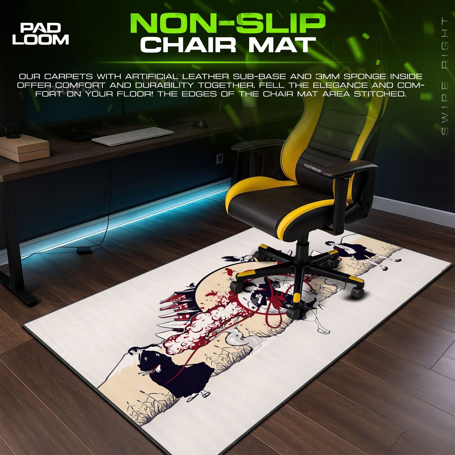 Samurai Champloo Trio Temple Mouse Pad, Anime Gaming Desk Mat Padloom