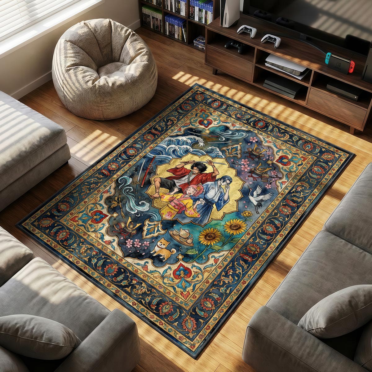 Samurai Champloo themed area rug for home decor fans