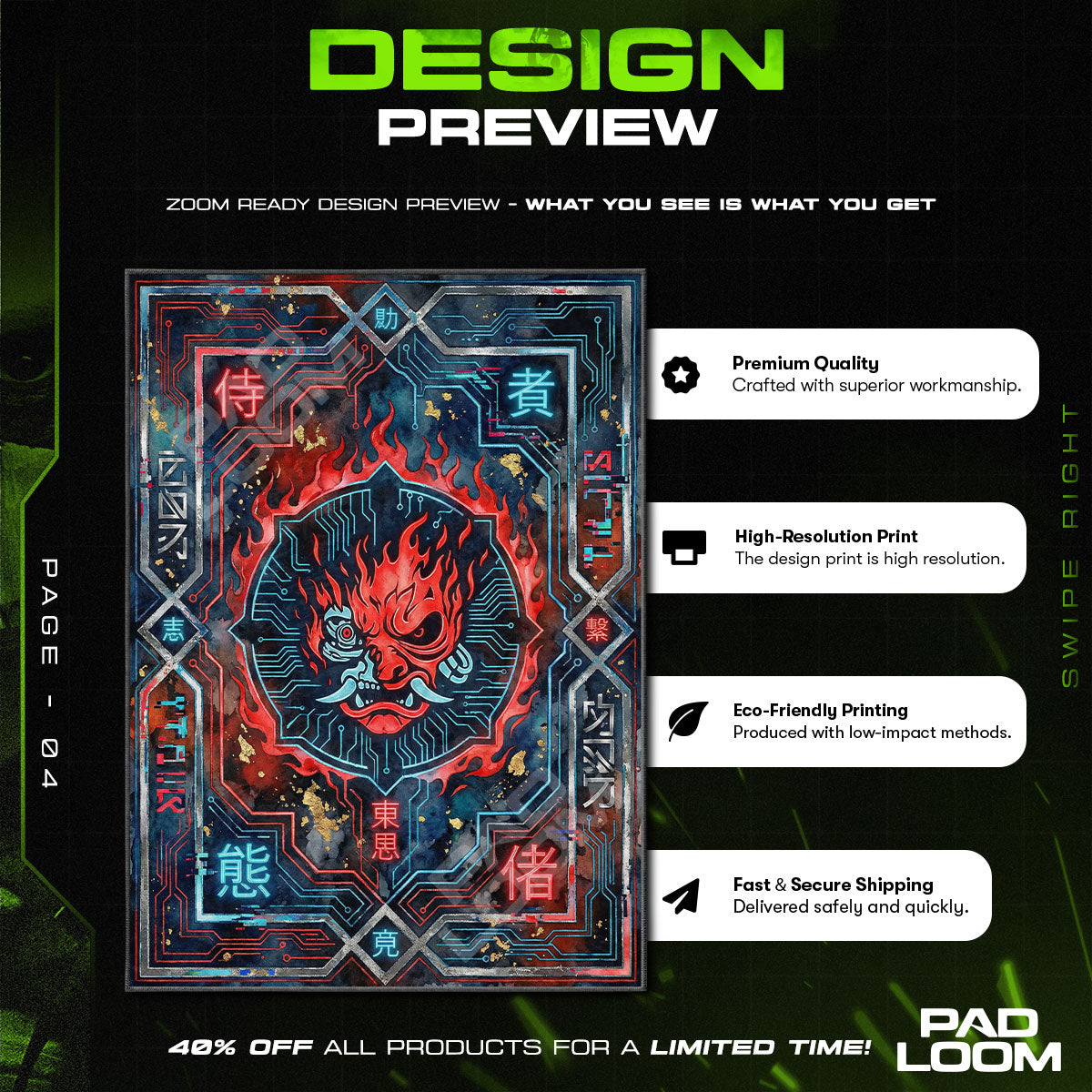 Samurai Oni Flame Rug - Cyberpunk 2077 Chair Mat