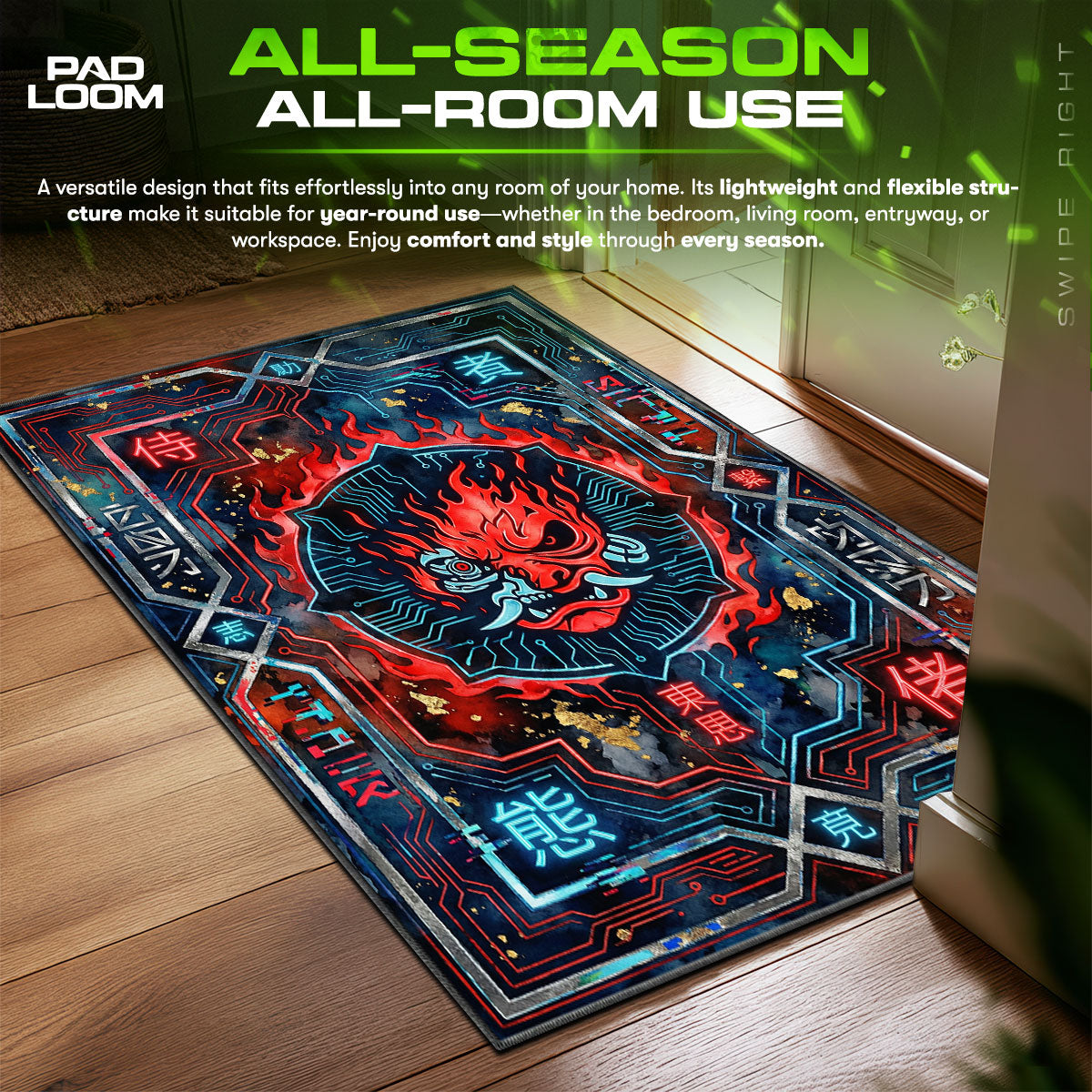 Samurai Oni Flame Rug - Cyberpunk 2077 Chair Mat