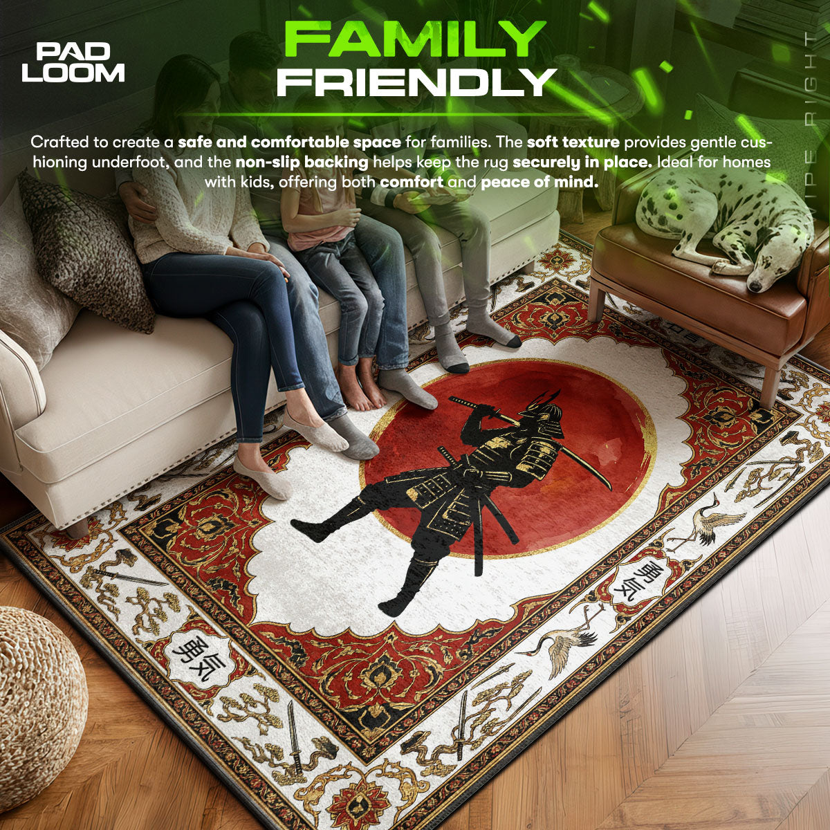 Area character design printed on rug