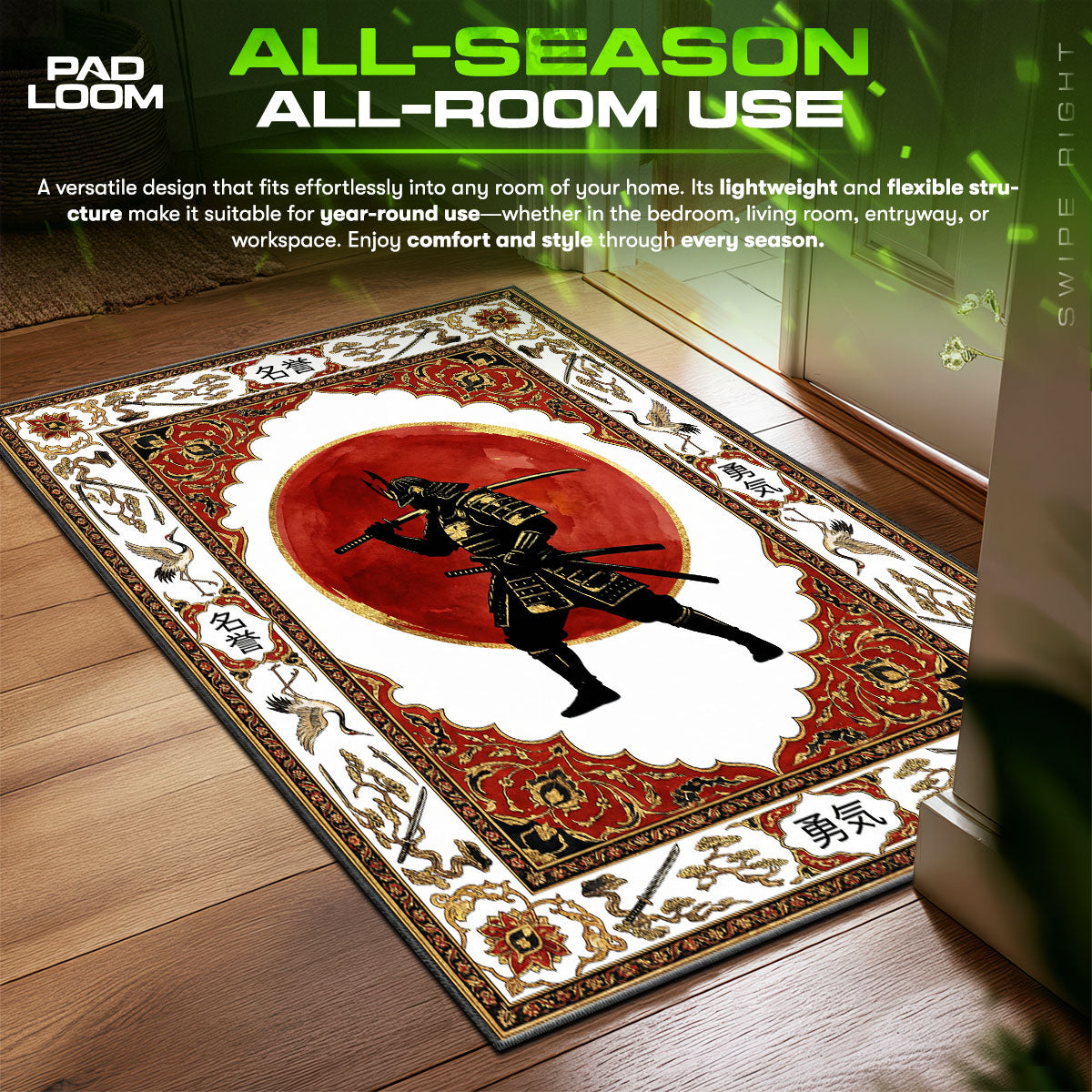 Detailed close-up of Samurai rug pattern