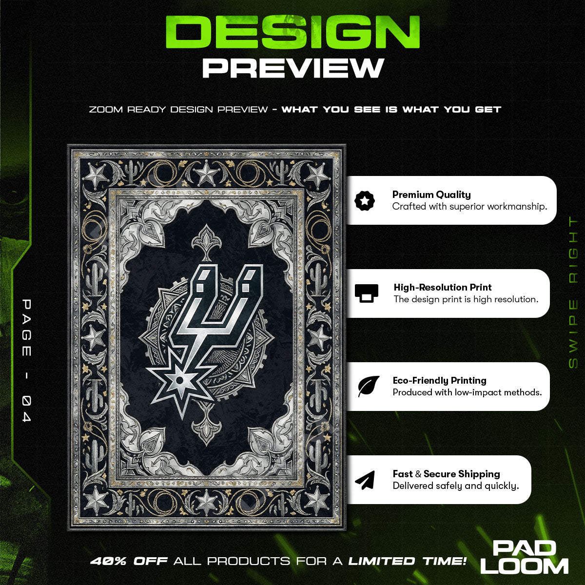 Floor character design printed on rug