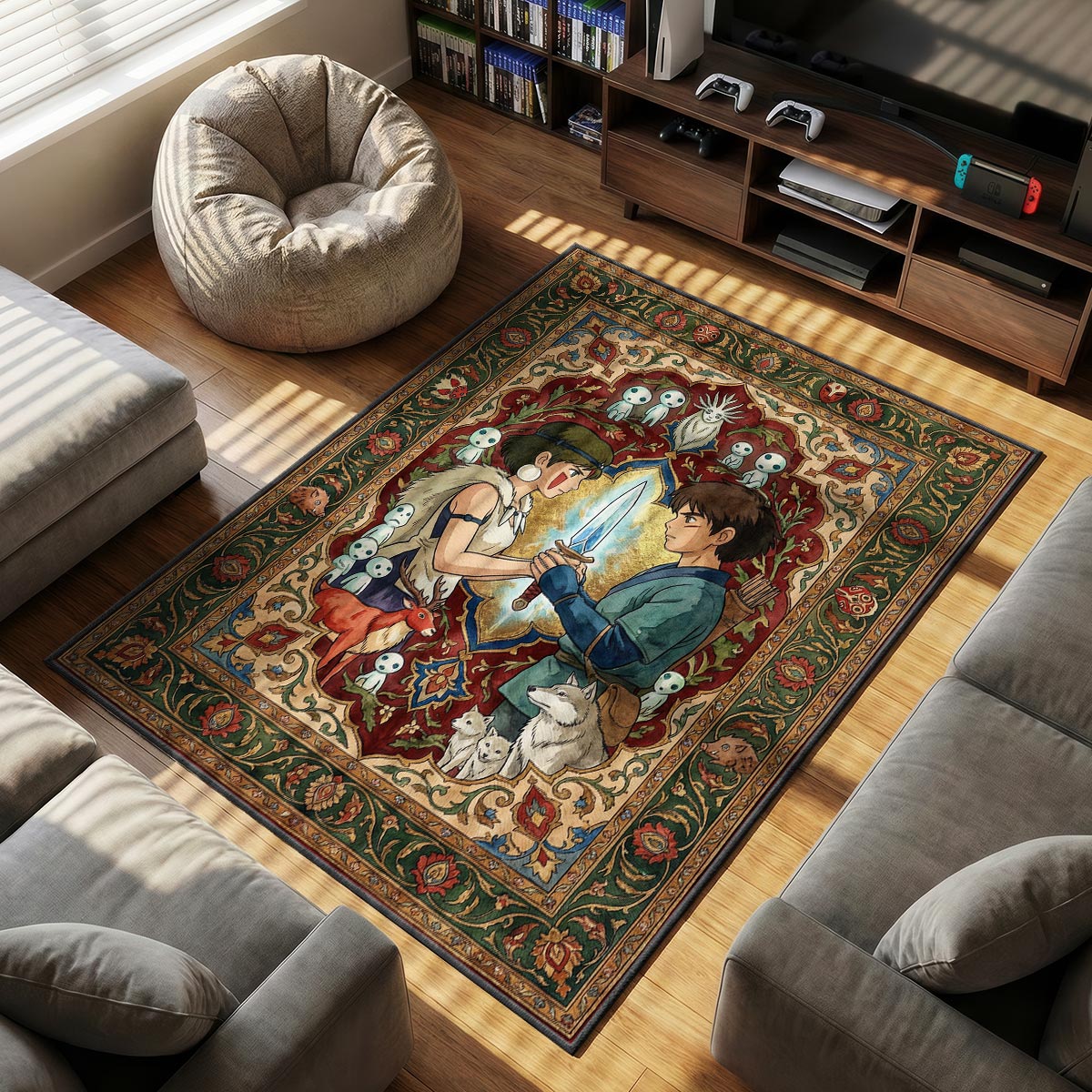 San & themed area rug for home decor fans