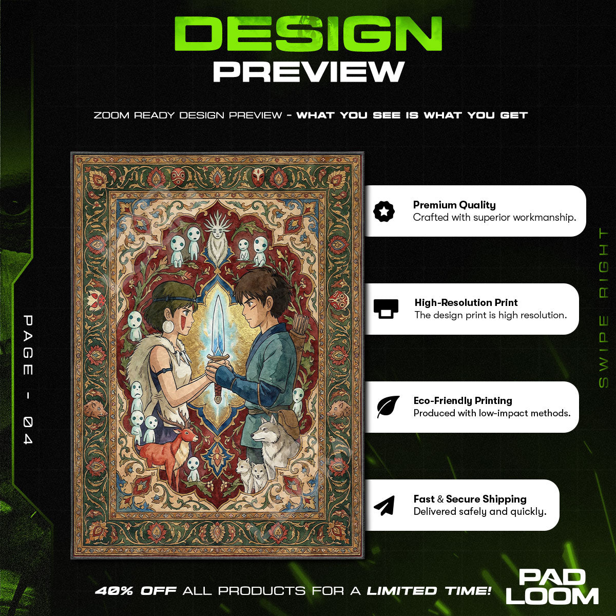 Chair character design printed on rug