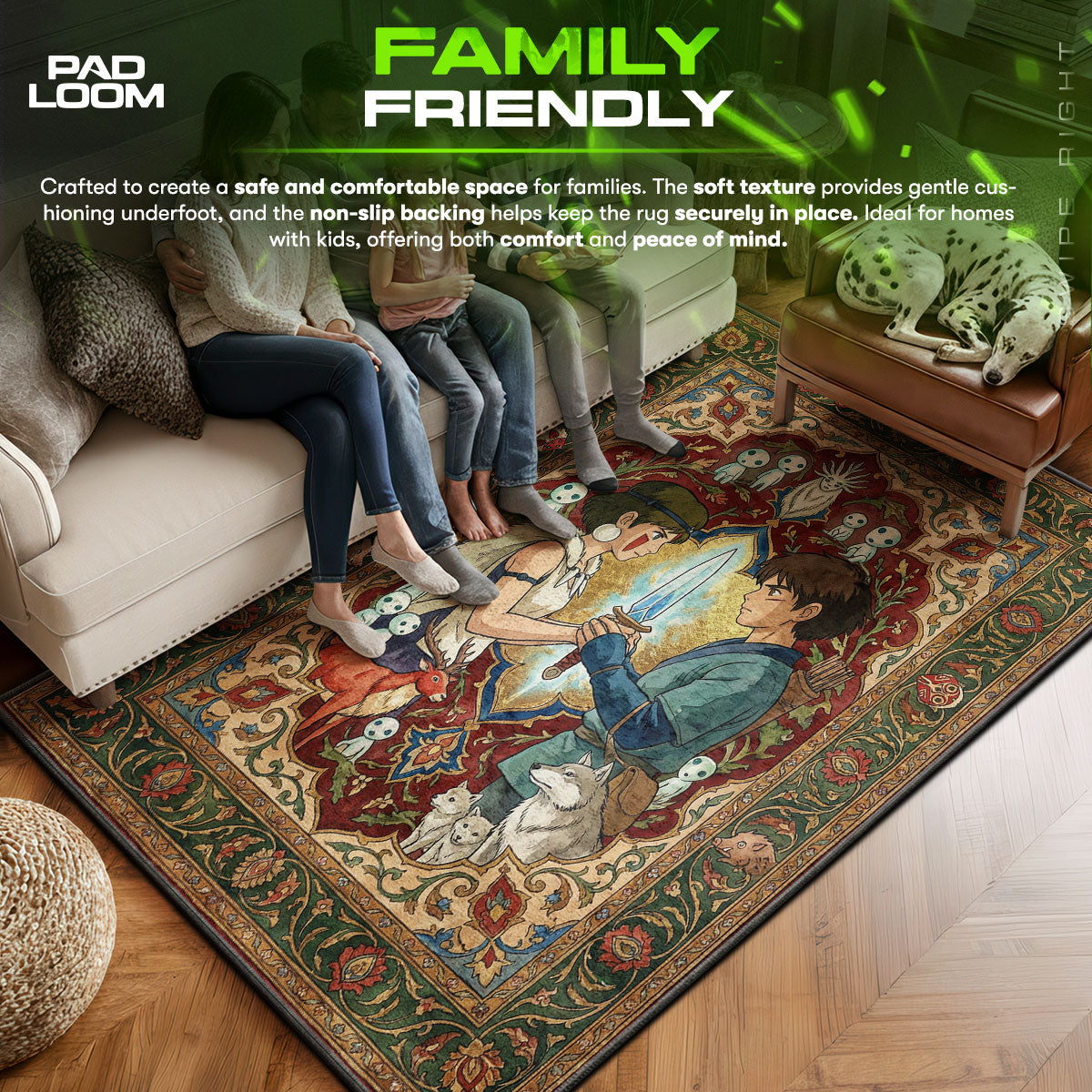 San area rug showing full home decor artwork