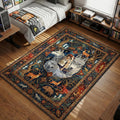 Princess Mononoke San riding Moro wolf night forest Persian art style area rug and floor mat