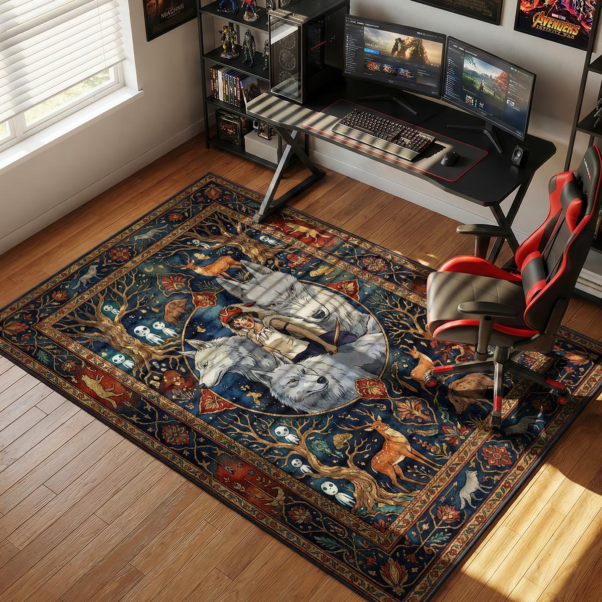 San Wolf Rider Princess Mononoke Chair rug — main product view