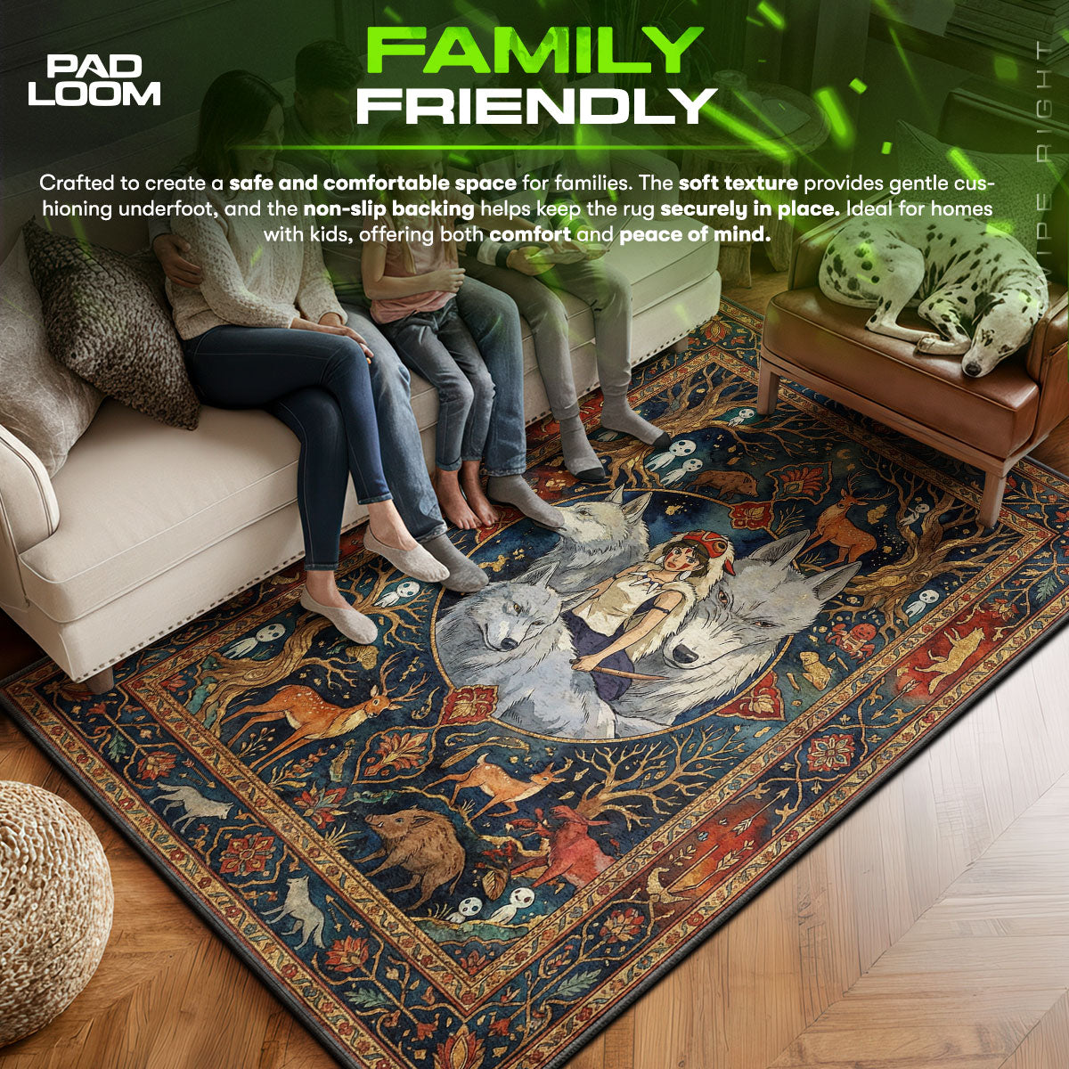 San area rug showing full home decor artwork