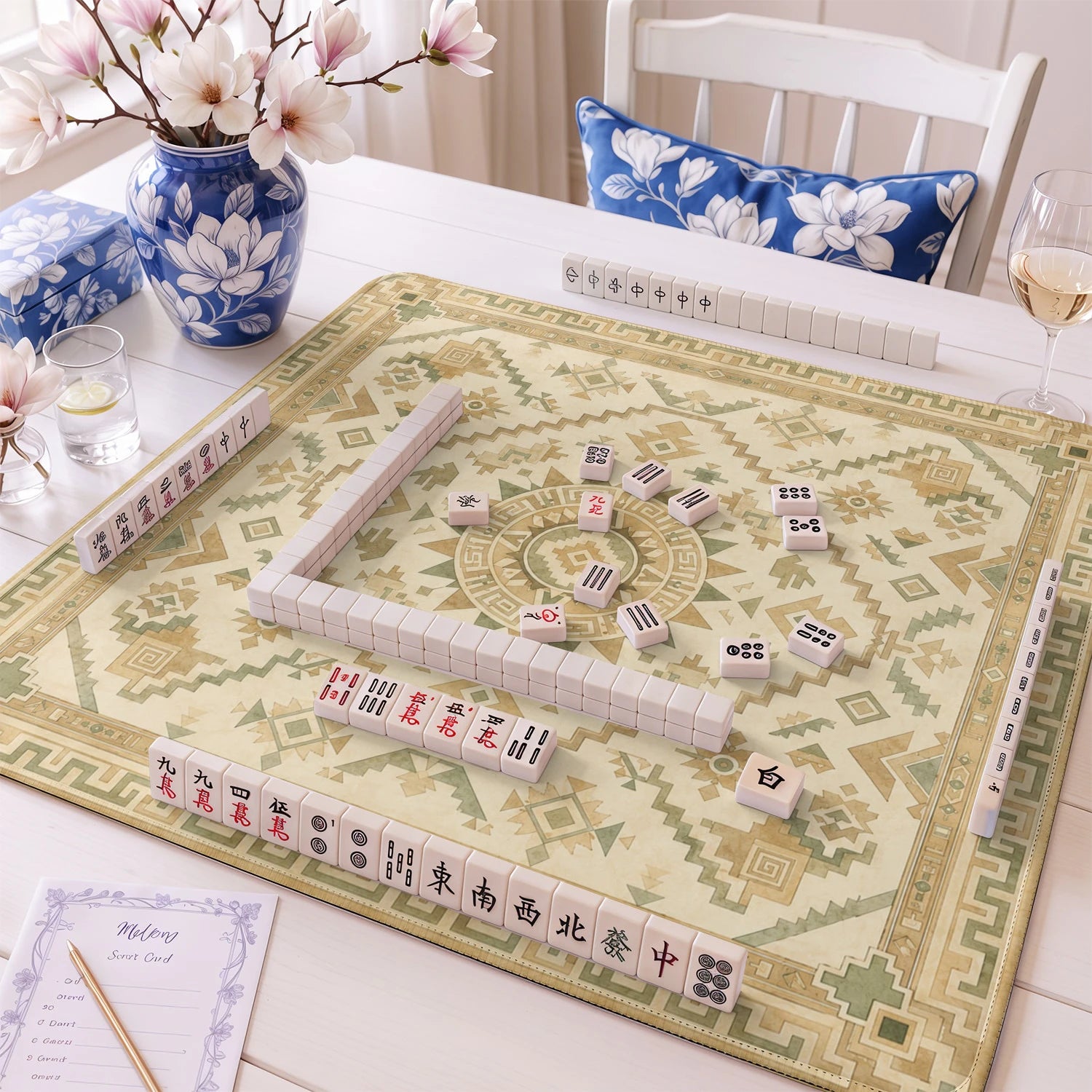 Sand Aztec Sun mahjong mat – M (60x60 cm) and L (81x81 cm) sizes