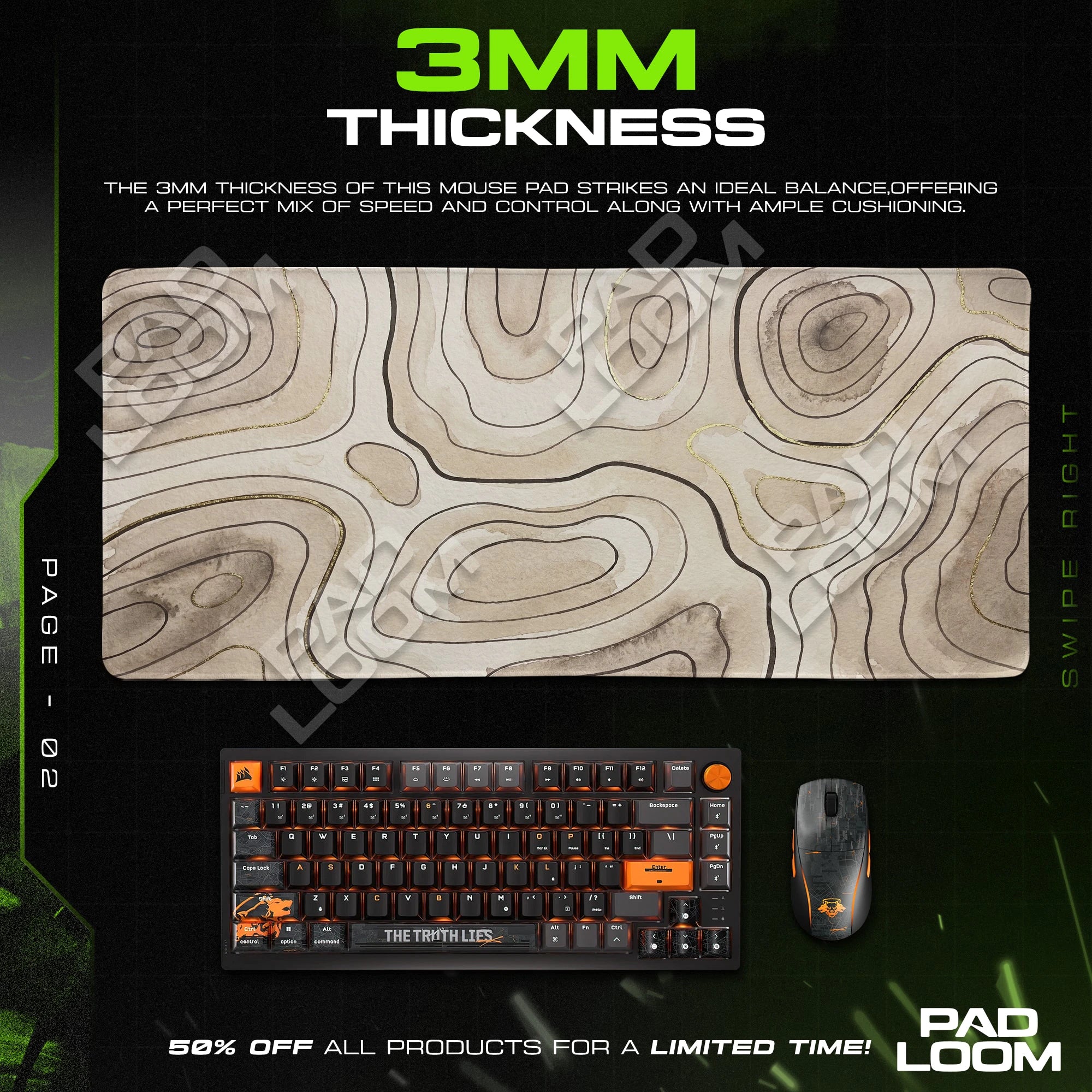 Sand Topographic Flow Mouse Pad - Boho Desk Mat