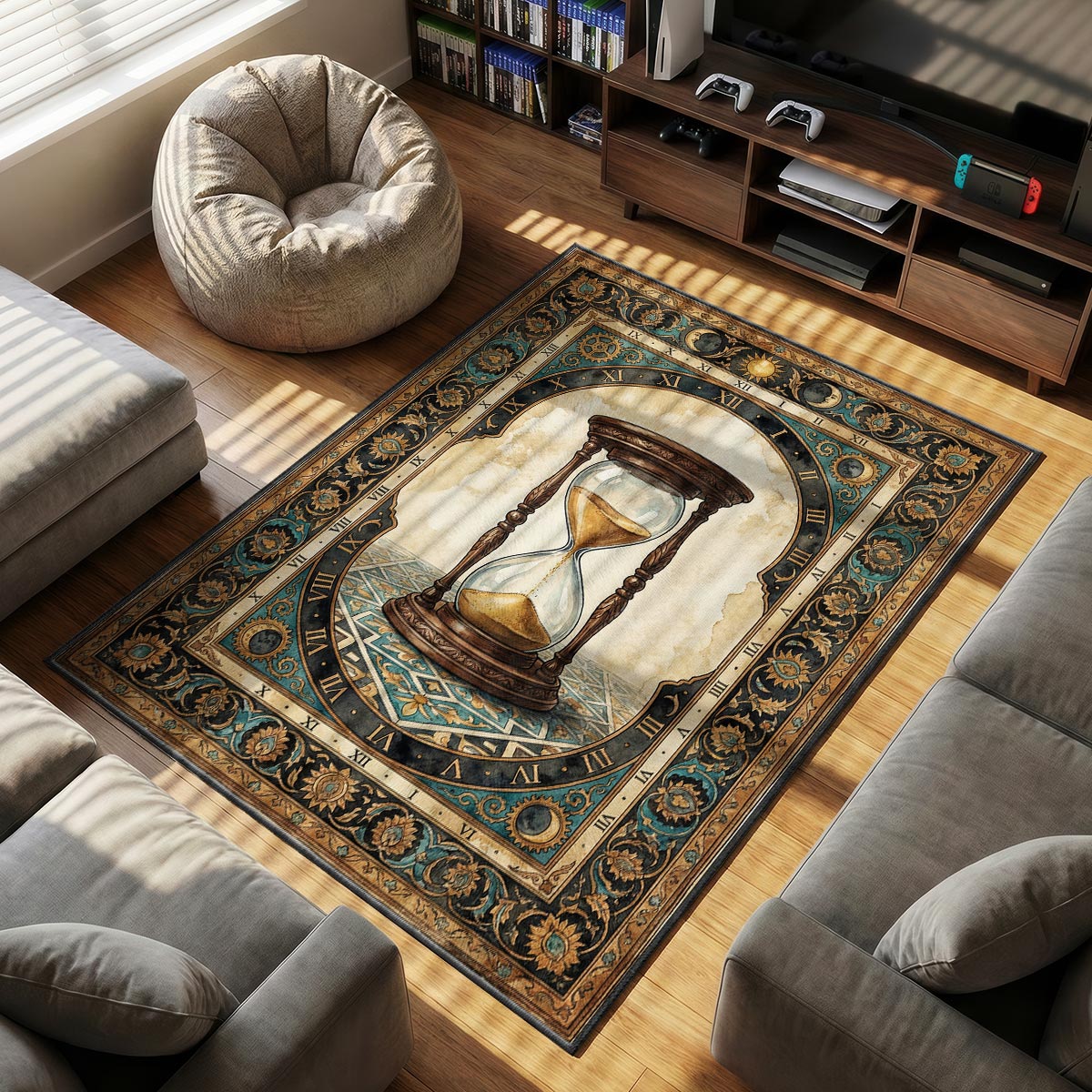 Area character design printed on rug