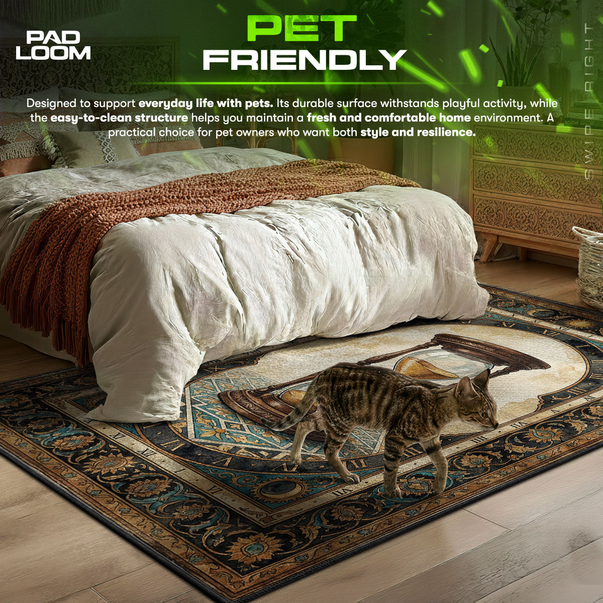 Study Rug Example Hourglass Sands of Time Rug | Study Area Rug – Padloom