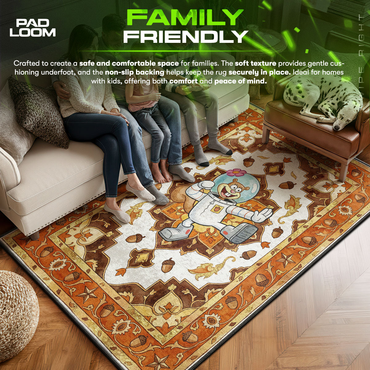 Area character design printed on rug