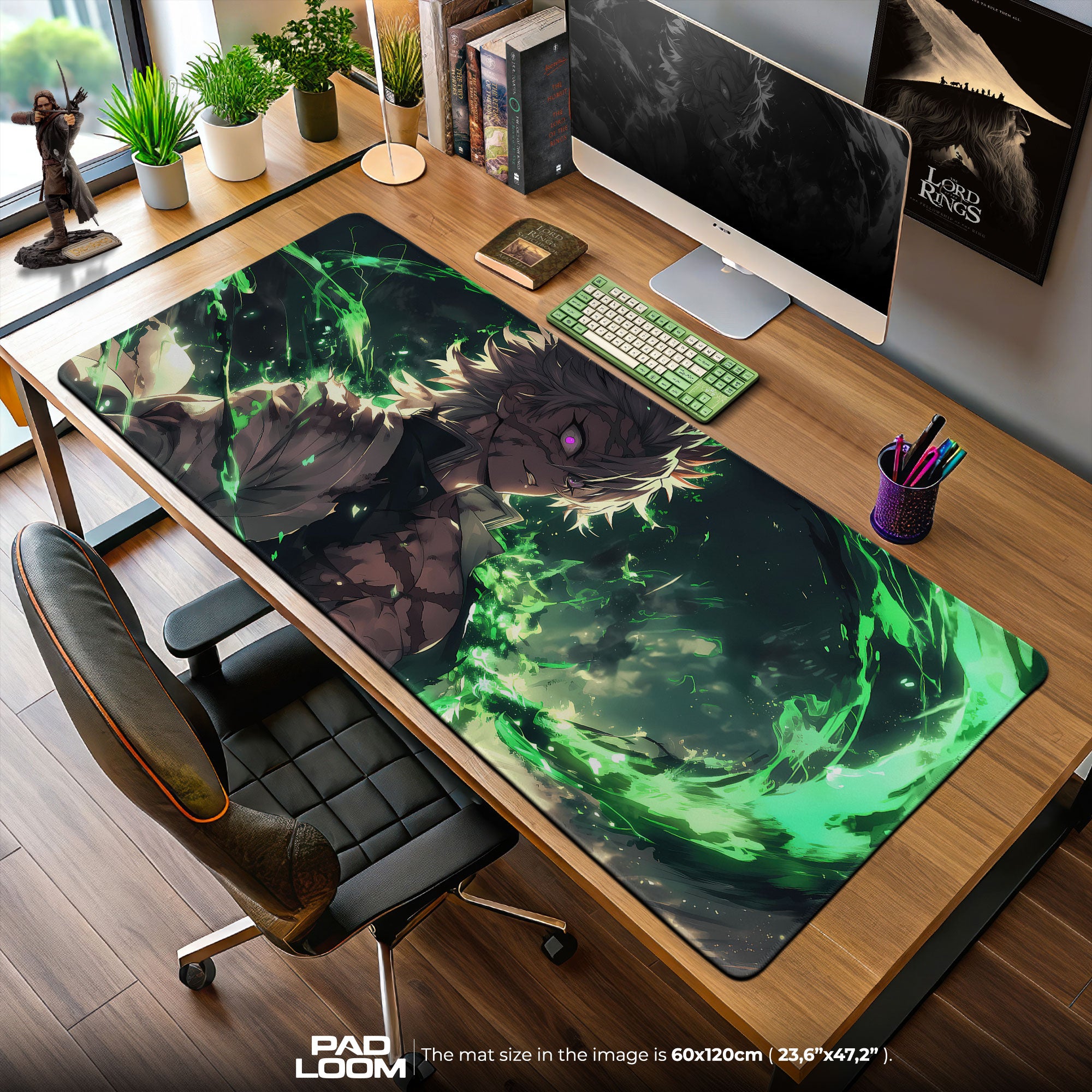 Sanemi – Emerald Fury Mauspad, Anime Gaming Schreibtischmatte