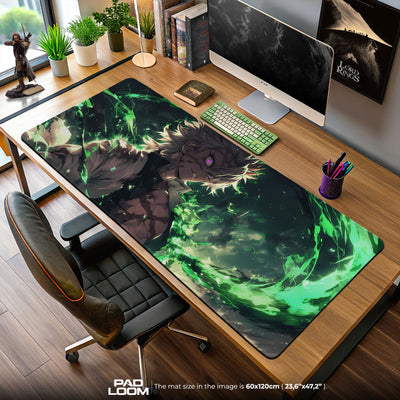 Sanemi – Emerald Fury Mouse Pad, Anime Gaming Desk Mat