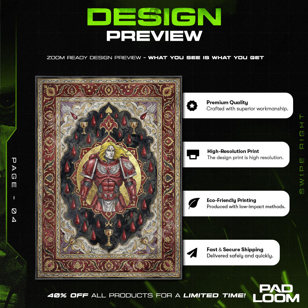 Sanguinius Engelsschwingen Teppich - Warhammer 40k Stuhlunterlage