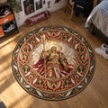 Sanguinius Crimson Warhammer 40K round rug in a styled room - Warhammer 40K chair mat