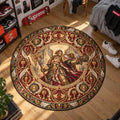 Sanguinius Halo Warhammer 40K round rug in a styled room - Warhammer 40K chair mat