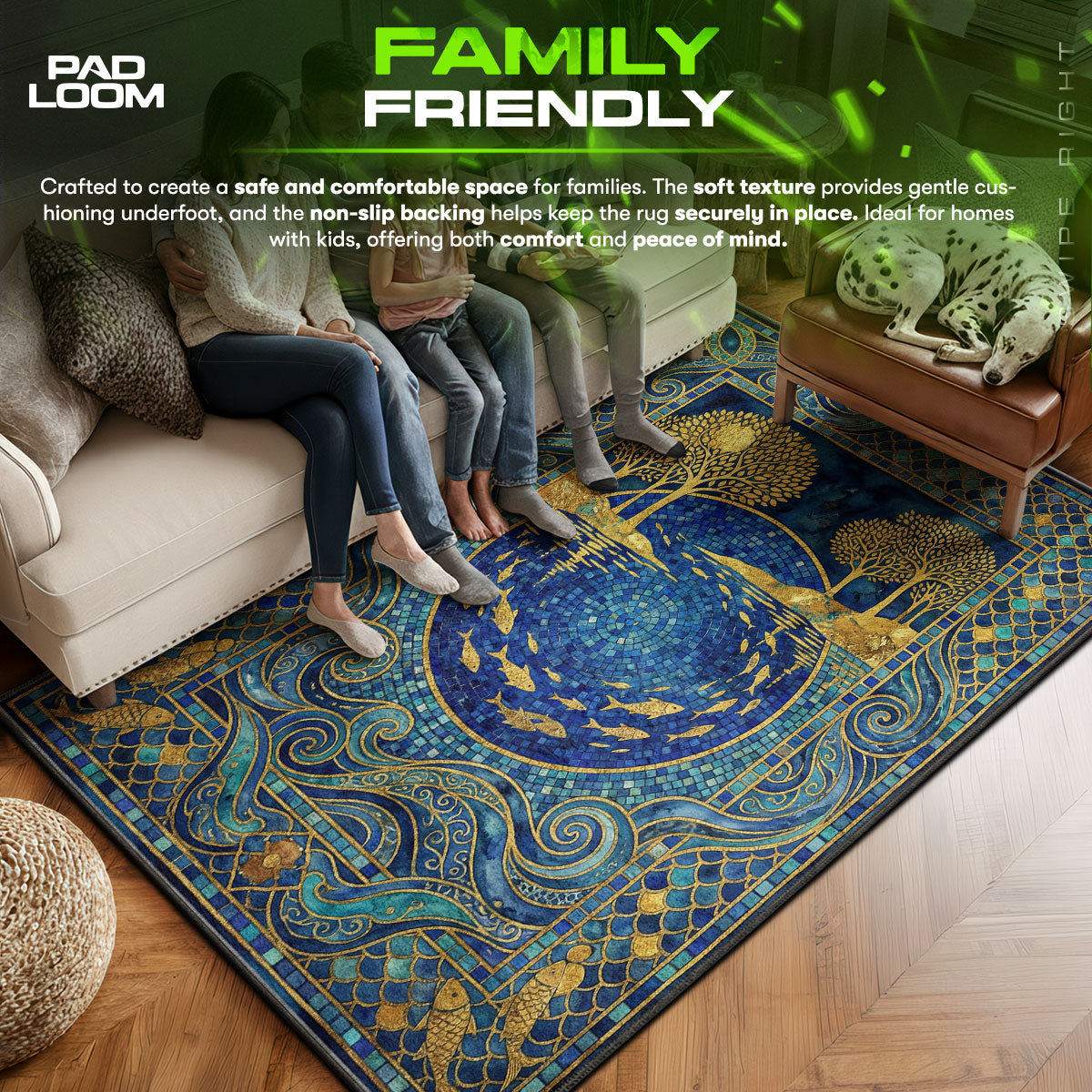 Area character design printed on rug