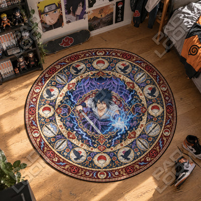 Sasuke Chidori Round Rug - Naruto Chair Mat