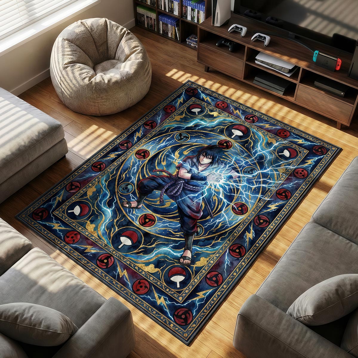 Sasuke Chidori Rug - Naruto Shippuden Chair Mat