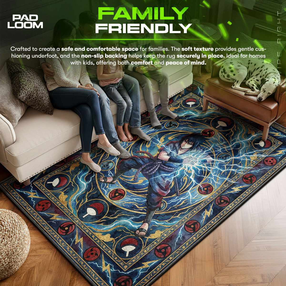 Sasuke Chidori Rug - Naruto Shippuden Chair Mat