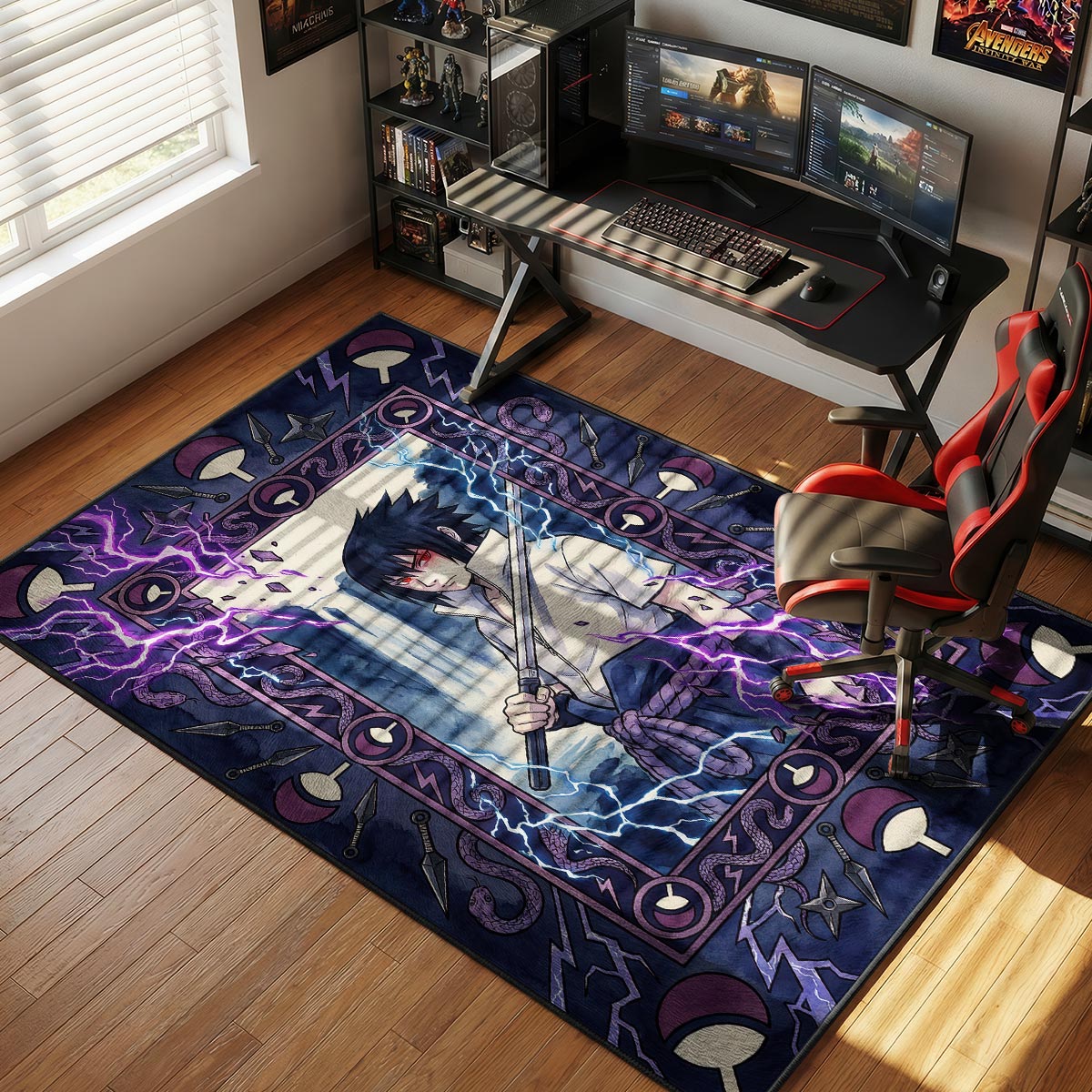 Sasuke Uchiha Avenger Rug - Naruto Shippuden Chair Mat