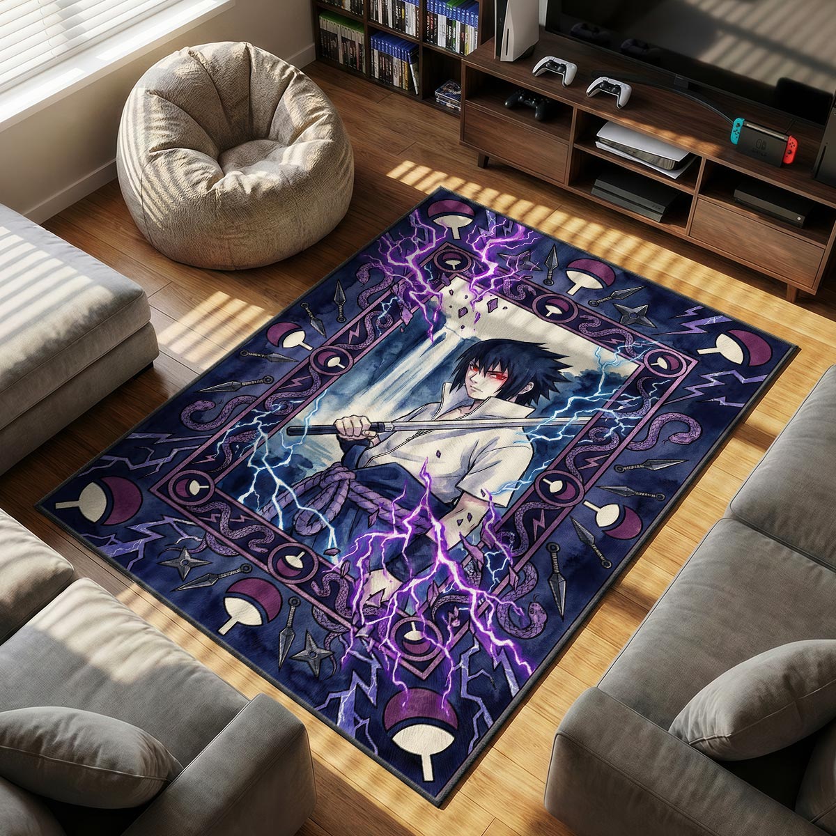 Sasuke Uchiha Avenger Rug - Naruto Shippuden Chair Mat