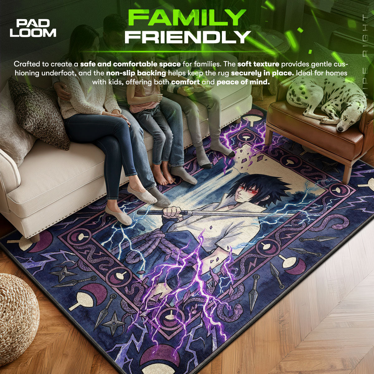 Sasuke Uchiha Avenger Rug - Naruto Shippuden Chair Mat