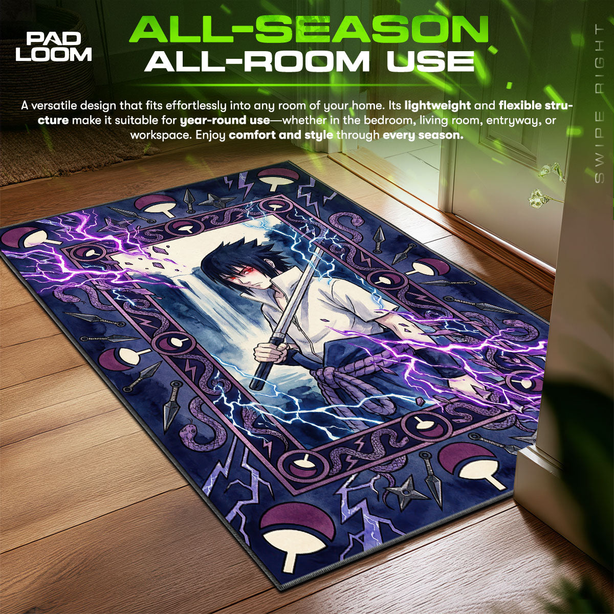 Sasuke Uchiha Avenger Rug - Naruto Shippuden Chair Mat