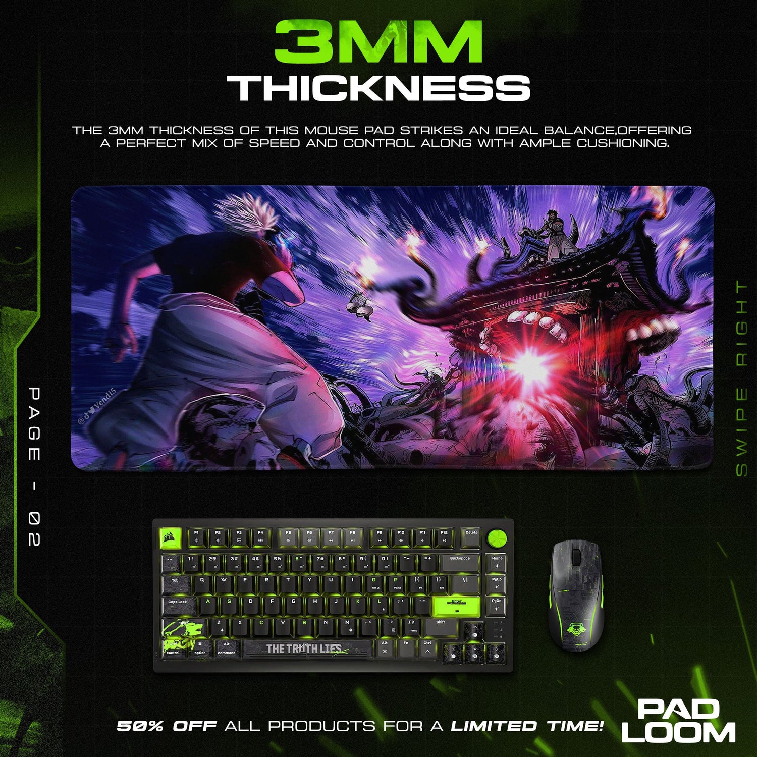 Satoru Gojo Mouse Pad - Infinite Domain Anime Desk Mat Padloom