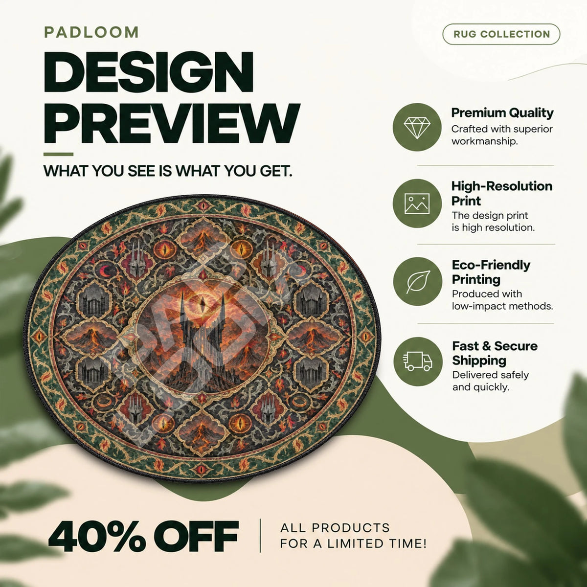 Sauron Ember Round Rug - Lord of the Rings Chair Mat