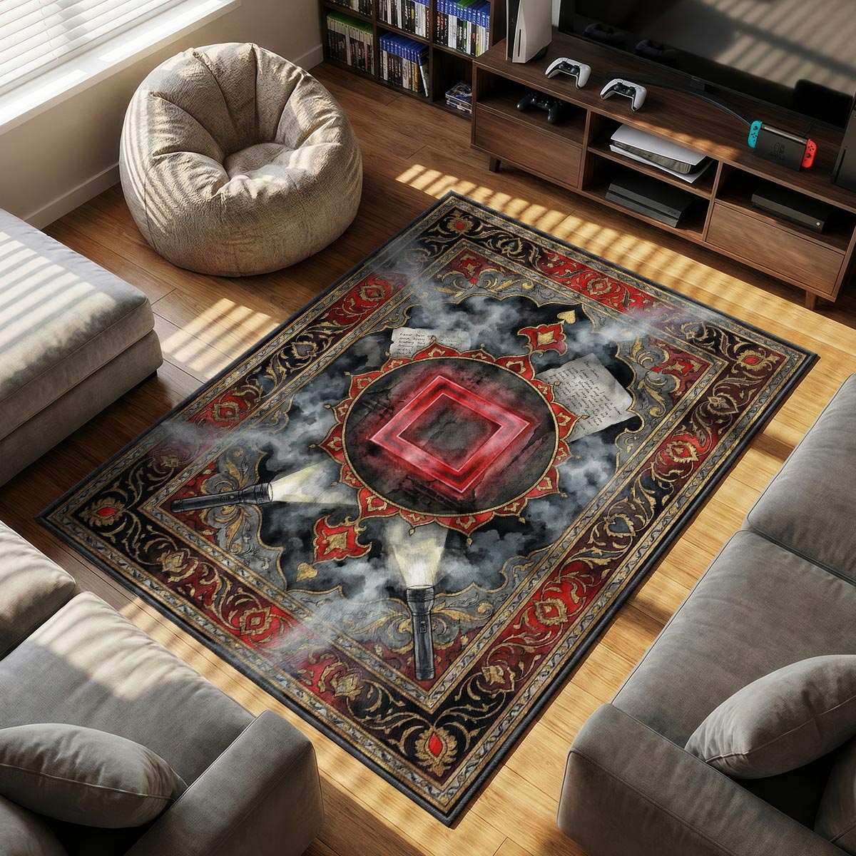 Save Point themed area rug for home decor fans