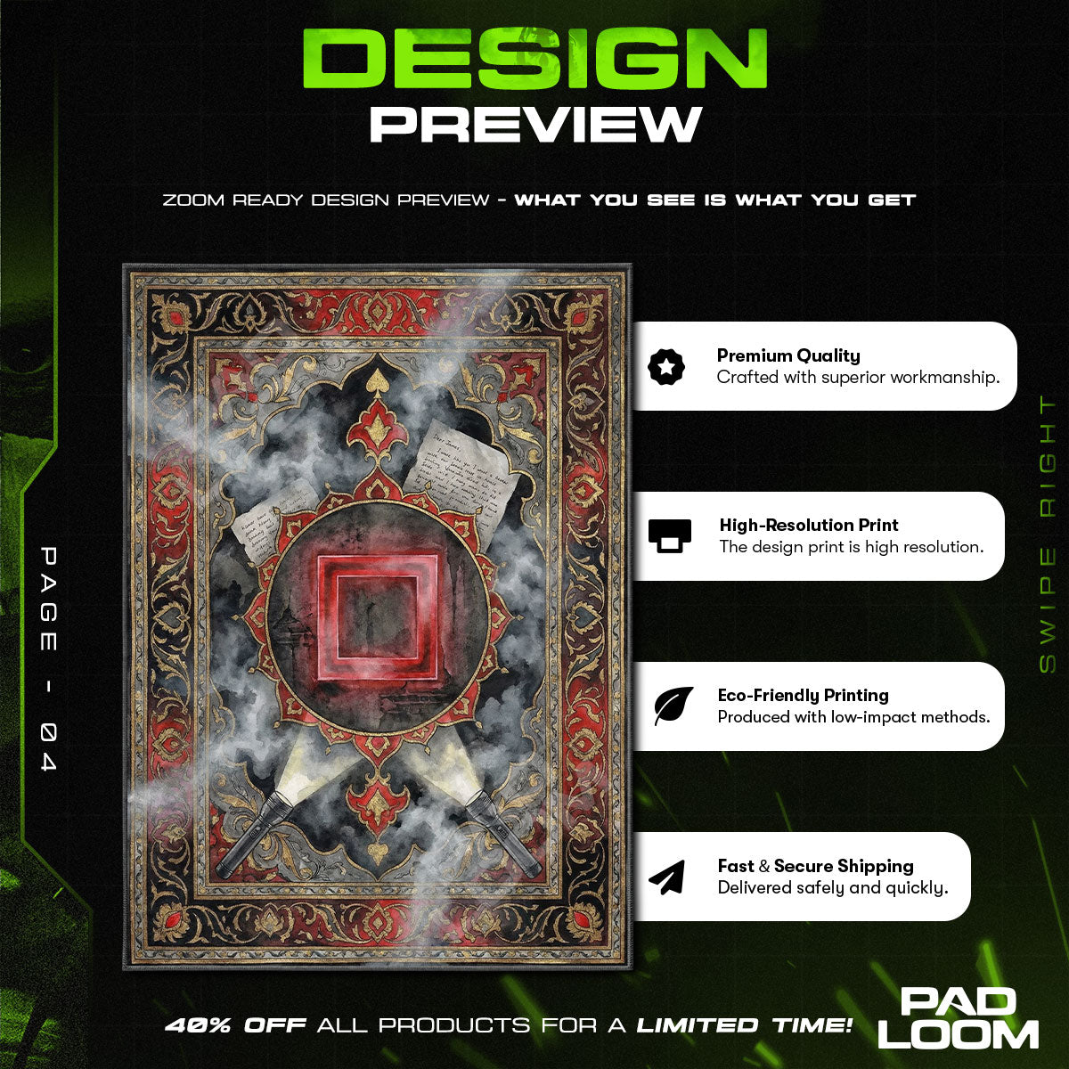 Chair character design printed on rug