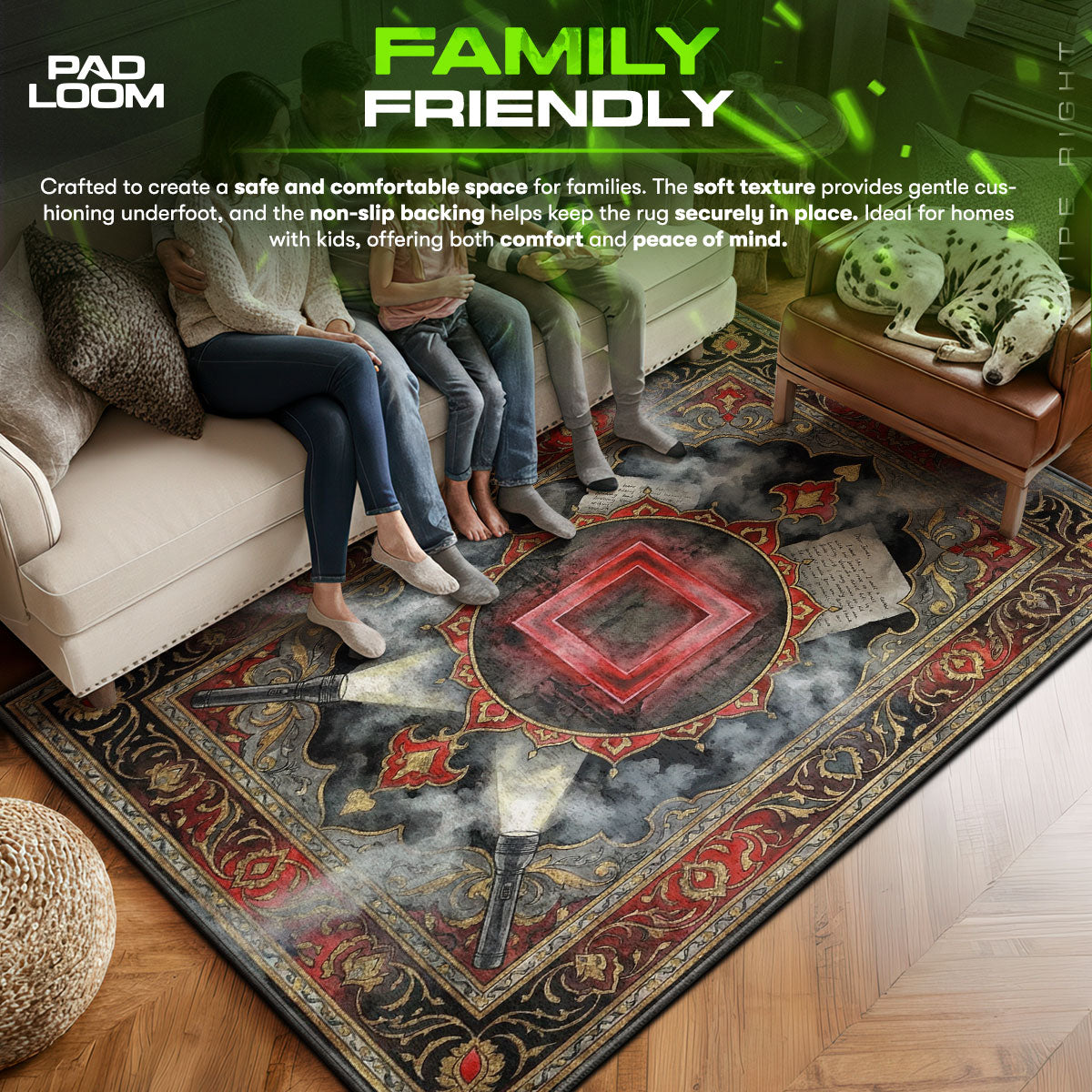 Save area rug showing full home decor artwork