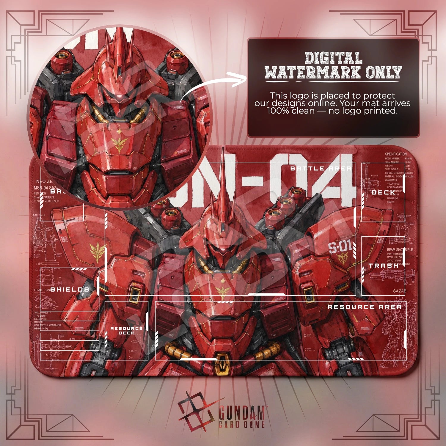 Sazabi MSN-04 Playmat - Gundam TCG Card Game Mat